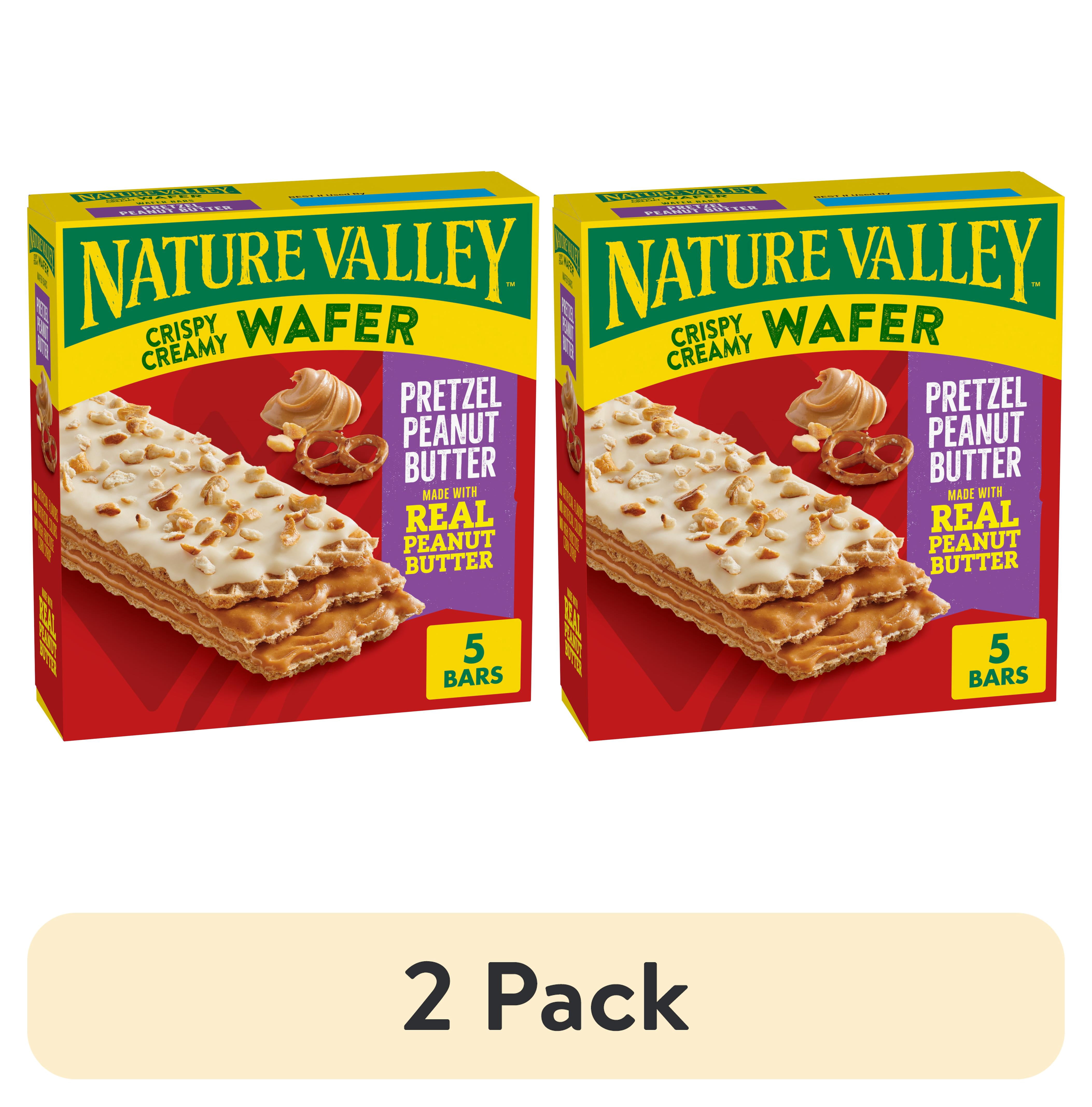(2 pack) Nature Valley Crispy Creamy Wafer Bars, Pretzel Peanut Butter, 5 Bars, 6.5 oz