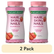(2 pack) Nature's Bounty Hair Skin and Nail Vitamins With Biotin, Women's Multivitamin, Strawberry Gummies, 90 Ct