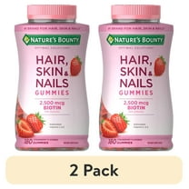 (2 pack) Nature's Bounty Hair, Skin and Nails Strawberry Gummies, 2500mcg Biotin, 180 Ct.
