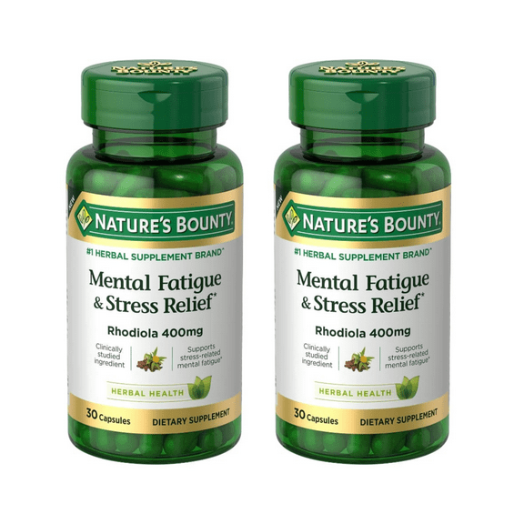 (2 pack) Nature’s Bounty Mental Fatigue and Stress Relief with Rhodiola 400 mg Capsules, 30 Ct
