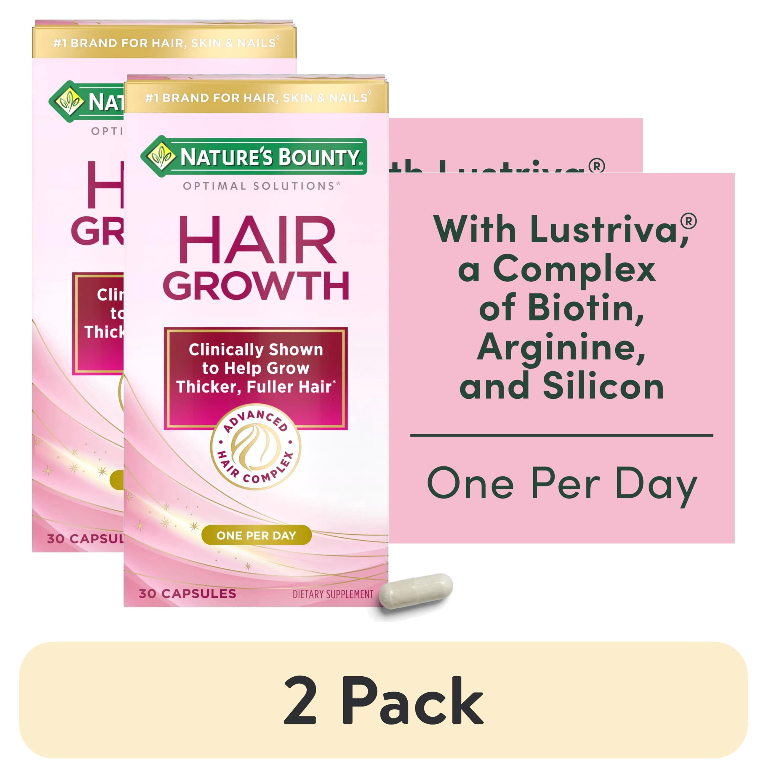 (2 pack) Nature’s Bounty® Optimal Solutions® Hair Growth Supplement for Women with Biotin Vitamin, Dietary Supplement, 30 Capsules