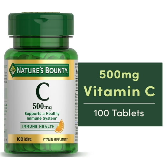 (2 pack) Nature's Bounty Vitamin C 500 mg Tablets for Immune Support, 100 Ct