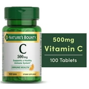 2 pack Natures Bounty Vitamin C 500 mg Tablets for Immune Support, 100 Ct