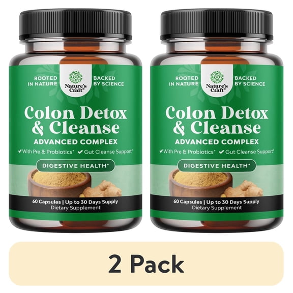 (2 pack) Nature's Craft Colon Cleanse and Detox, Advanced Complex Gut Health Supplement, 60 Capsules