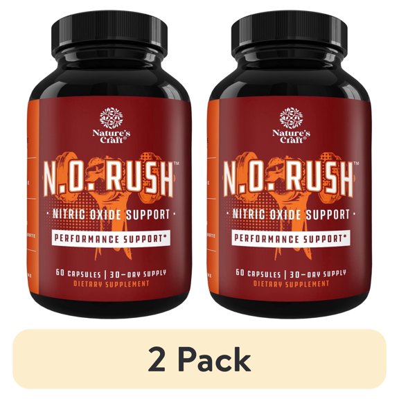 (2 pack) Nature’s Craft Nitric Oxide Supplement, Natural Post and Pre Workout Support Capsules, 60 Count