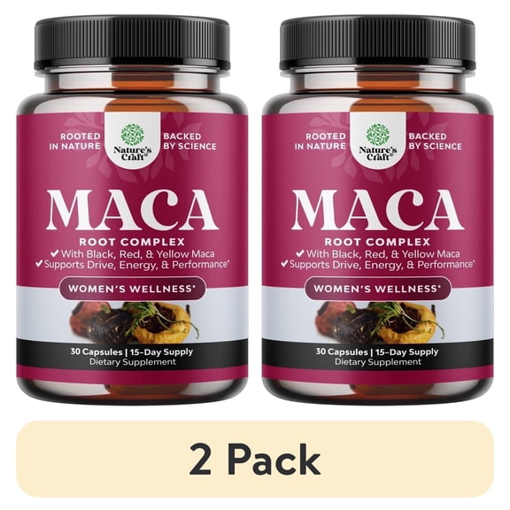 (2 pack) Nature’s Craft Organic Maca Root Capsules for Women, Potent Herbal Supplement, 30 Count
