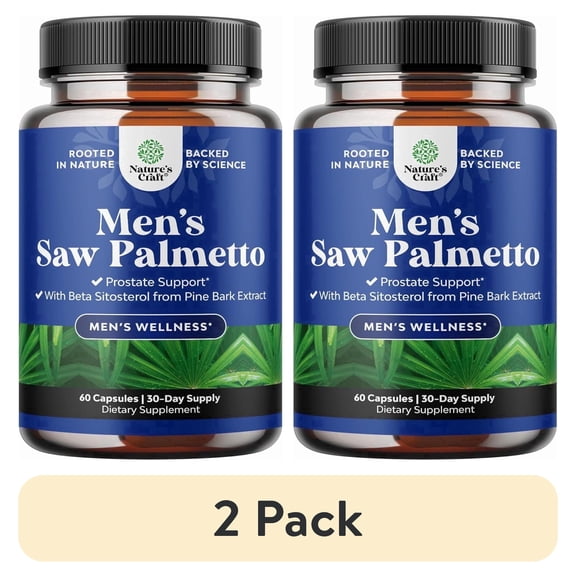 (2 pack) Nature's Craft Saw Palmetto with Beta Sitosterol Supplement for Men, 60 Capsules