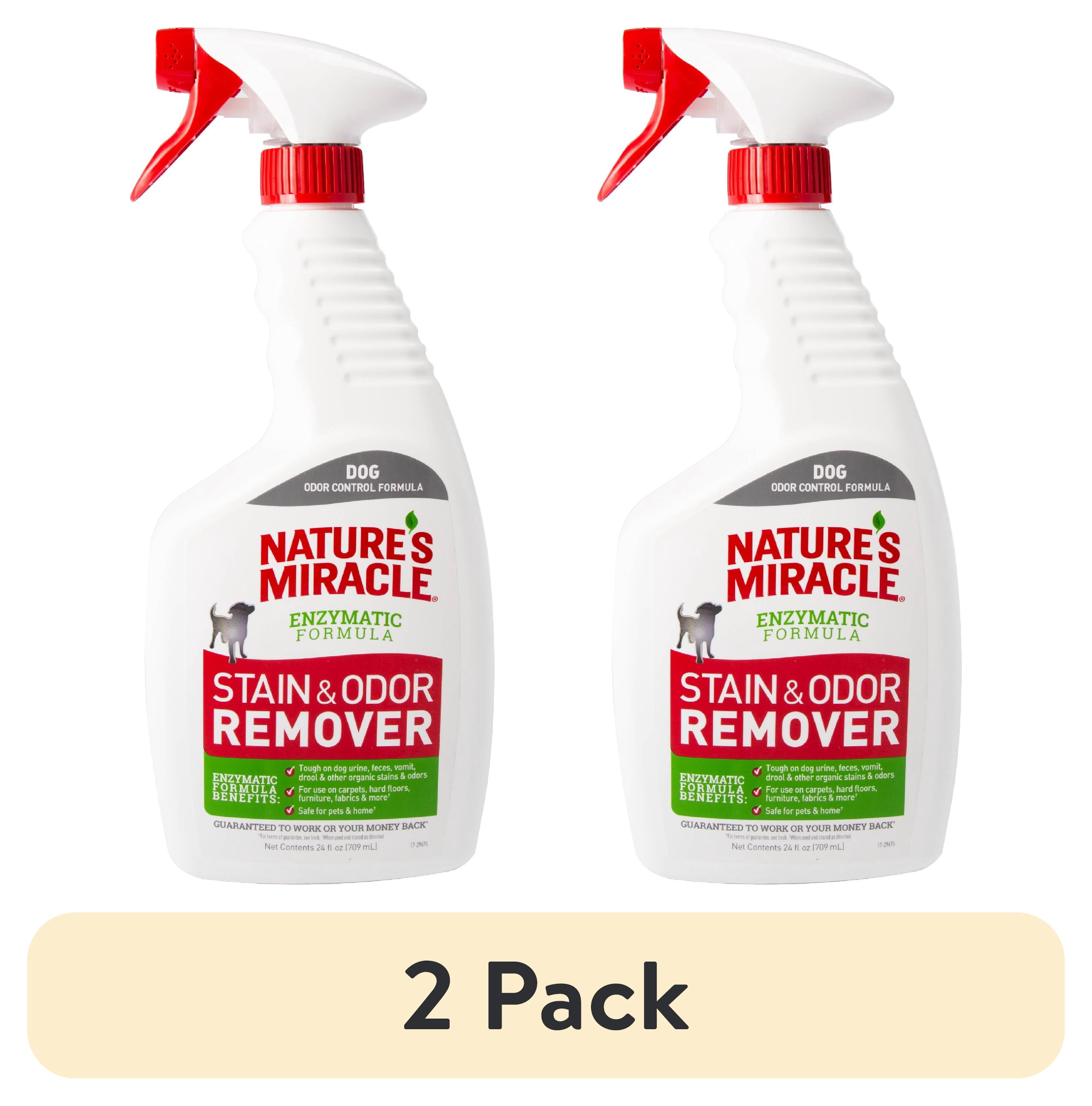 (2 pack) Nature's Miracle Dog Stain and Odor Remover for Carpet, Hard Floors, Fabric and Furniture, 24 fl oz.