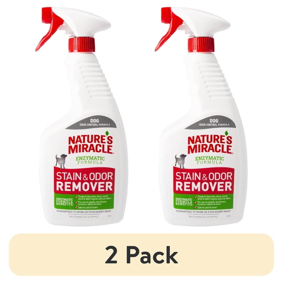 (2 pack) Nature's Miracle Dog Stain and Odor Remover for Carpet, Hard Floors, Fabric and Furniture, 24 oz.