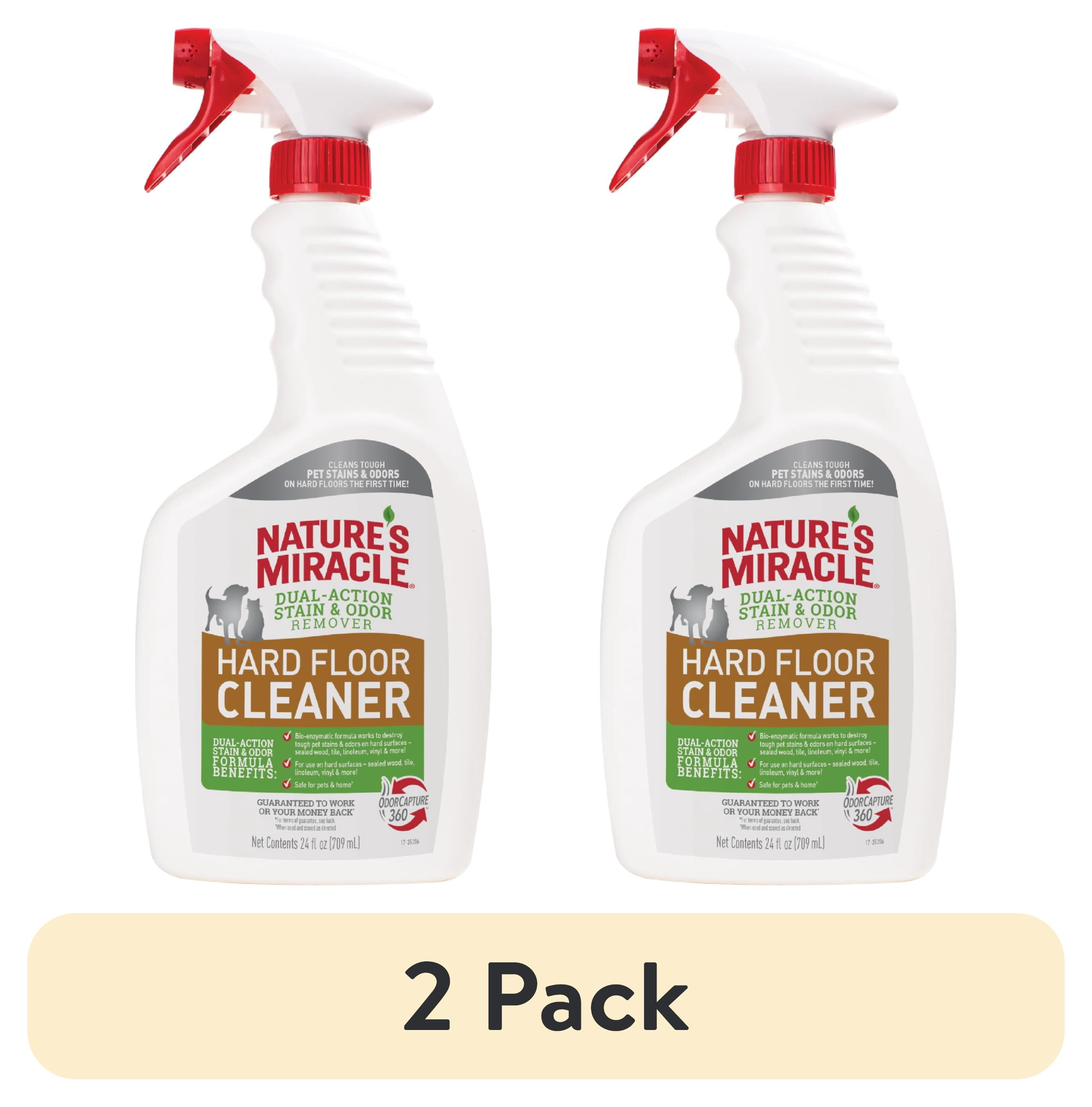 (2 pack) Nature's Miracle Hard Floor Cleaner, Dual-Action Dog & Cat Stain and Odor Remover, 24 oz