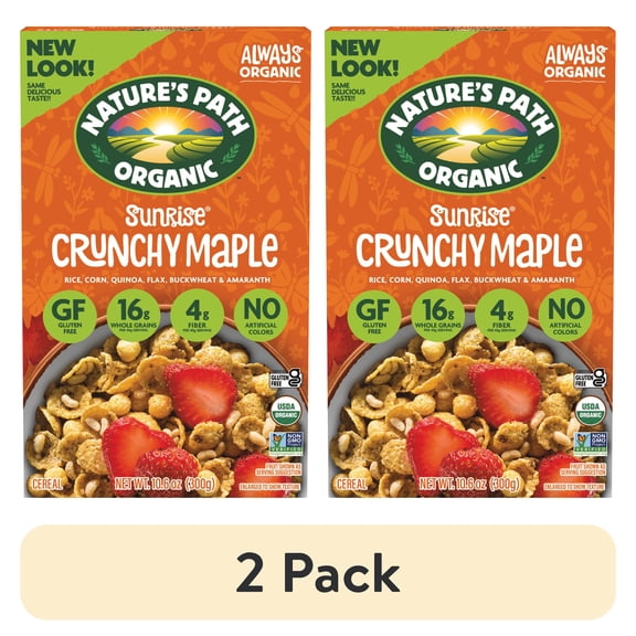 (2 pack) Nature's Path Organic Breakfast Cereal, Sunrise Crunchy Maple, 10.6oz Box
