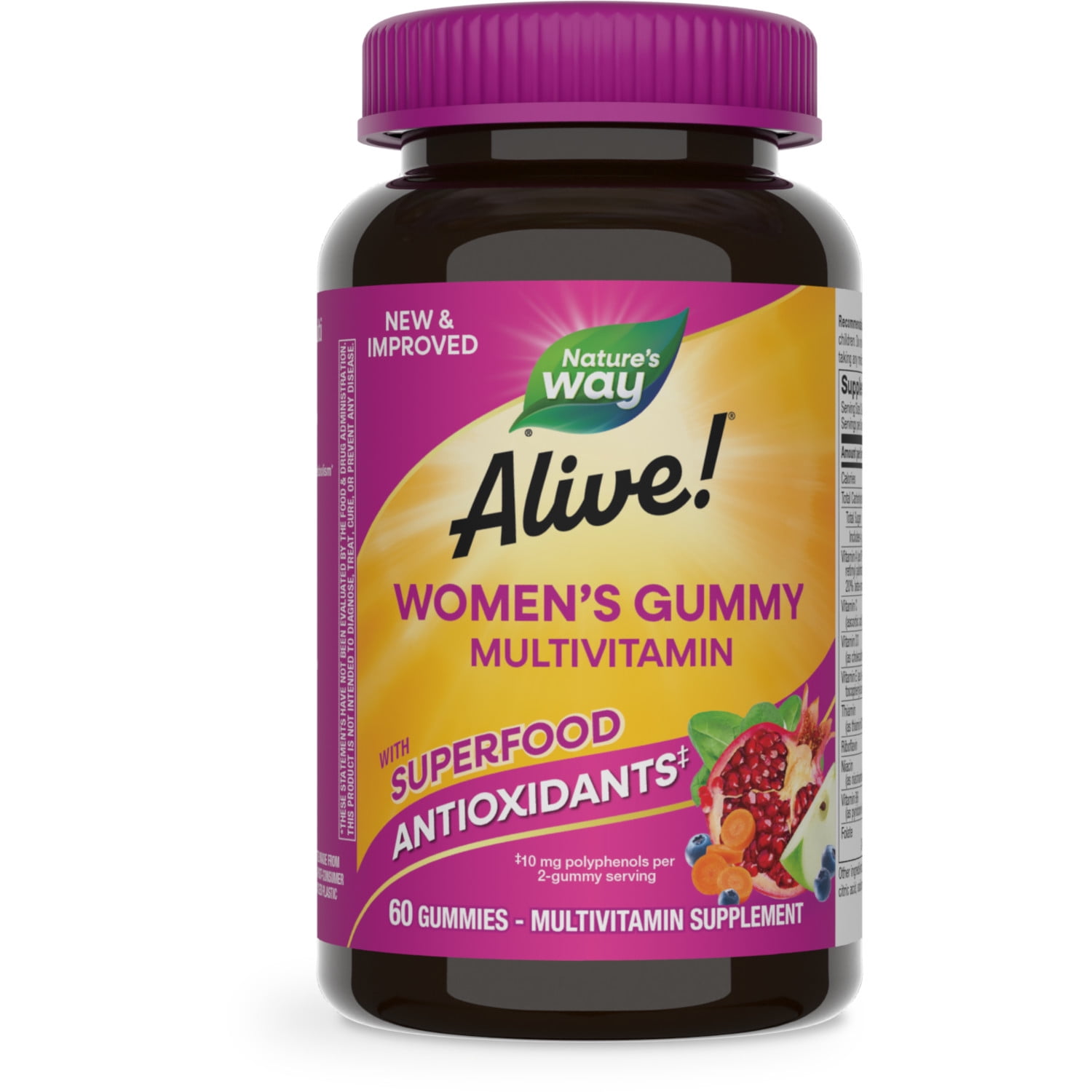 (2 pack) Nature’s Way Alive! Women’s Gummy Multivitamin, Mixed Berry Flavored, 60 Count