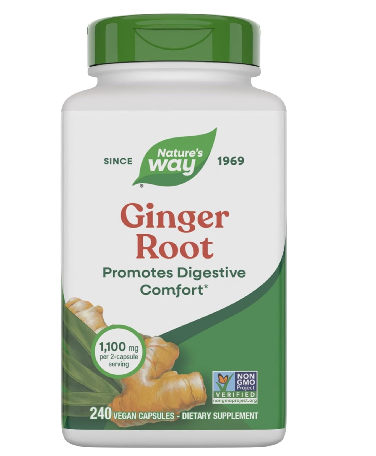 2 pack) Nature's Way - Ginger Root 1100 mg. - 240 Vegan Capsules -  Walmart.com, image size:1294x1570