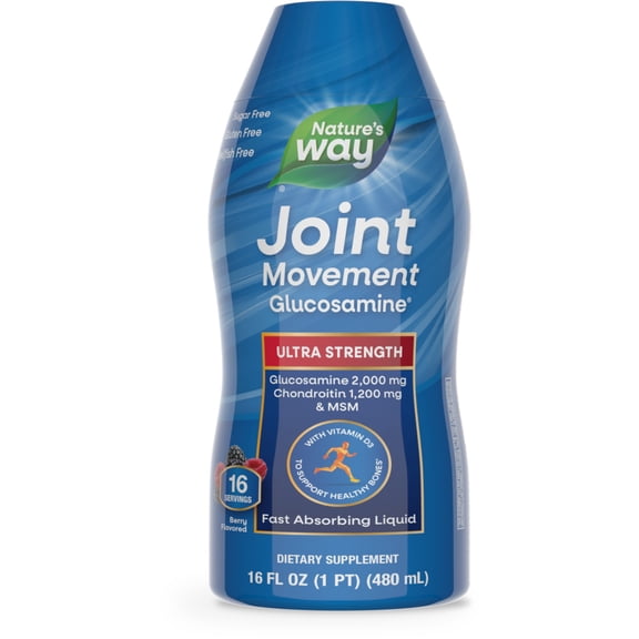 (2 pack) Nature's Way Joint Movement Glucosamine Liquid Supplement, Unisex, Berry Flavored, 16 fl oz
