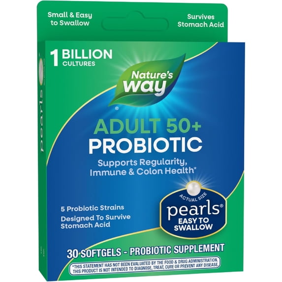 (2 pack) Nature's Way Probiotic Pearls Adults 50+, 1 Billion Cultures, 30 Softgels