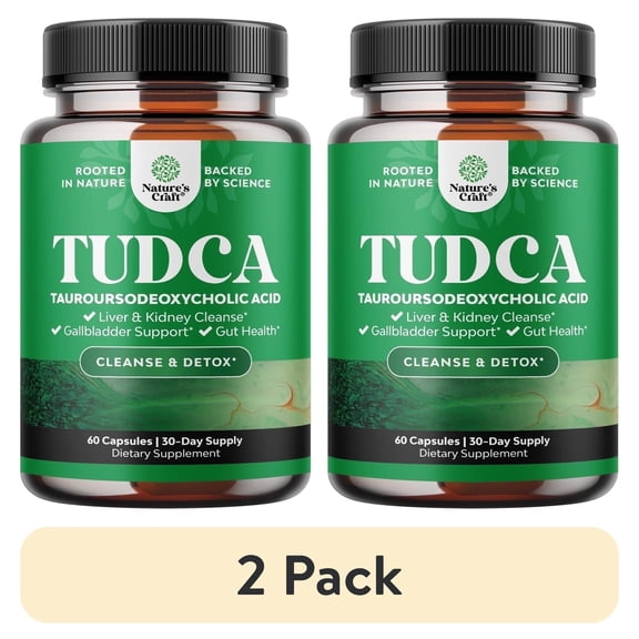 (2 pack) Natures Craft 500mg Advanced Bile Salt TUDCA Supplement for Kidney and Liver Support, 60 Capsules