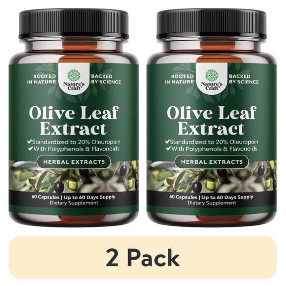 (2 pack) Natures Craft Pure Olive Leaf Extract Capsules Antioxidant Heart Health Supplement, 60 Count