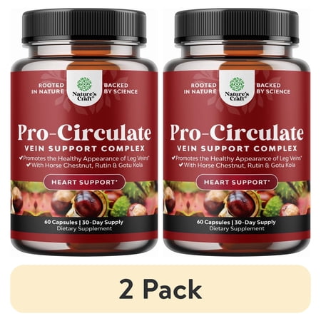 (2 pack) Natures Craft Vein Support Supplement for Varicose Veins & Improved Blood Circulation, 60 Caps
