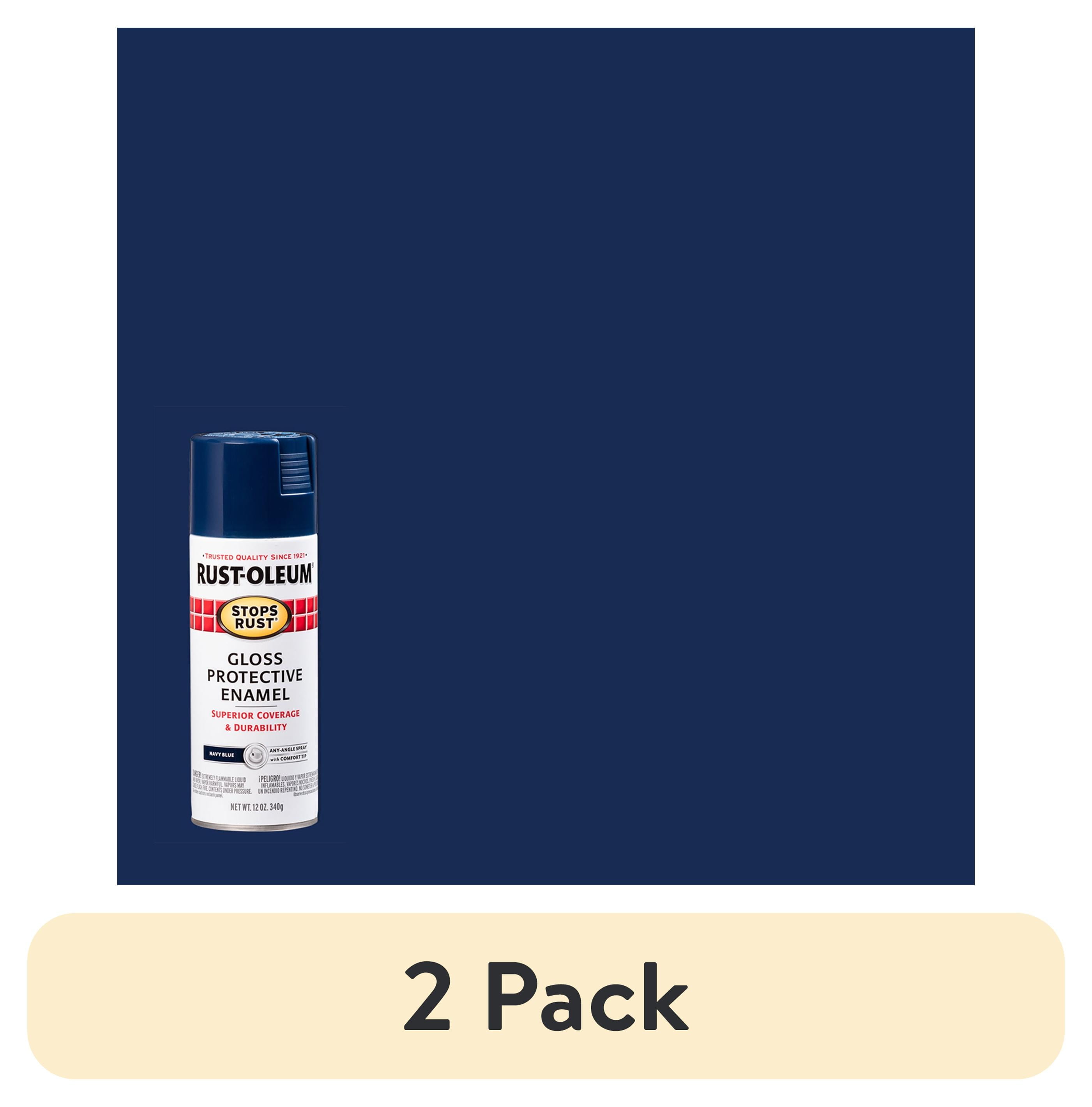 (2 pack) Navy, Rust-Oleum Stops Rust Protective Enamel Gloss Spray Paint-7723830, 12 oz