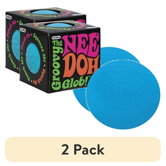 (2 pack) Nee Doh Groovy Glob Squeeze Novelty Toy, Colors Vary, Children Ages 3+