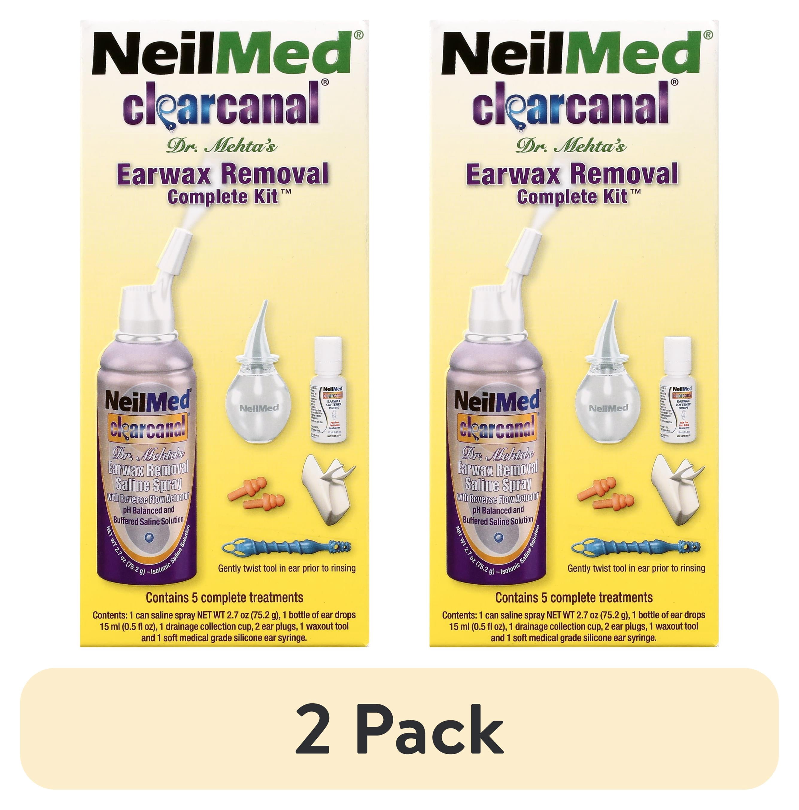 (2 pack) NeilMed ClearCanal Dr. Mehta's Ear Wax Removal Complete Kit, 5 Treatments