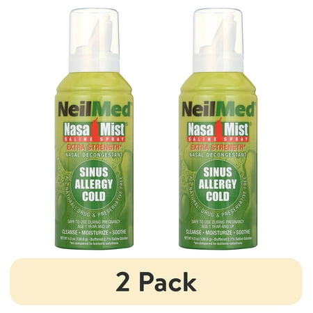 (2 pack) NeilMed NasaMist Hypertonic Saline Spray, Extra Strength for Allergy, Sinus, and Cold Relief, 4.5 oz
