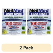 2 pack Neilmed Soothing Saline Nasal Sinus Rinse All Natural Relief, 100Ct