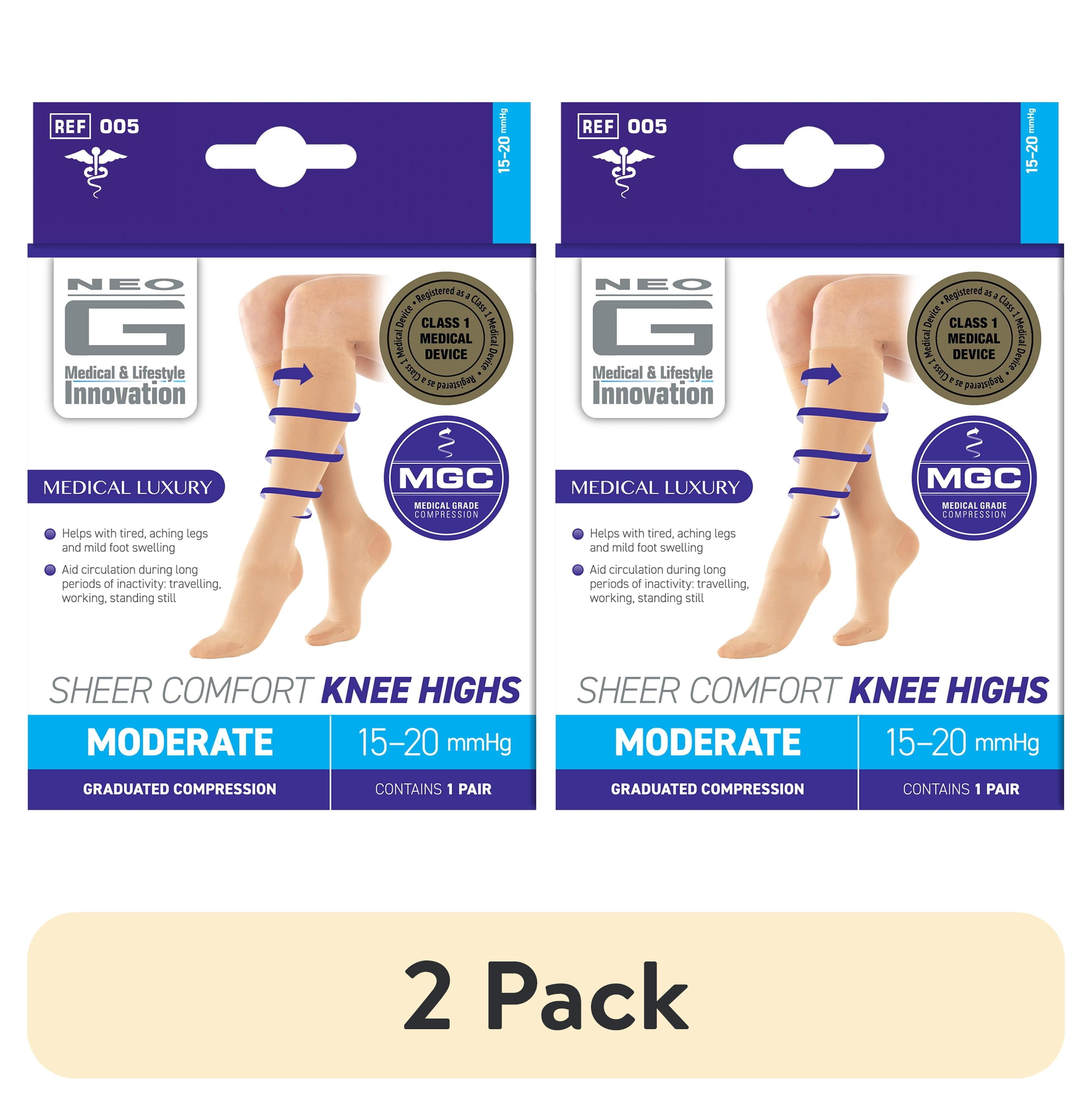 (2 pack) Neo G Sheer Compression Socks 15-20mmHg Energizing Knee Highs Sheer - Medium