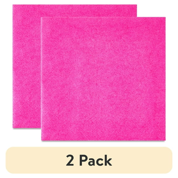 (2 pack) 6.5" x 6.5" Disposable Neon Pink Paper Napkins, 24 Count, by Way To Celebrate