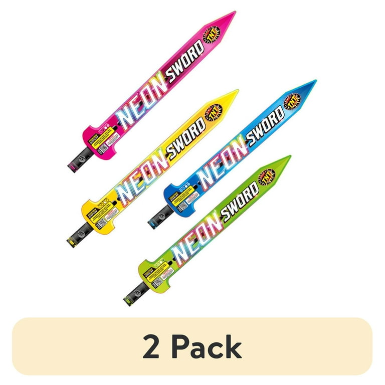 2 pack) Neon Sword, TNT Fireworks, Hand Held Colored Sparkler