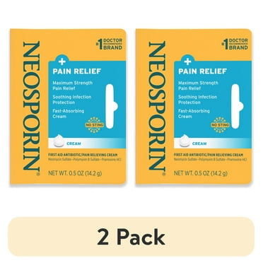 (2 pack) Neosporin + Pain Relief Dual Action First Aid Antibiotic Cream,.5 oz