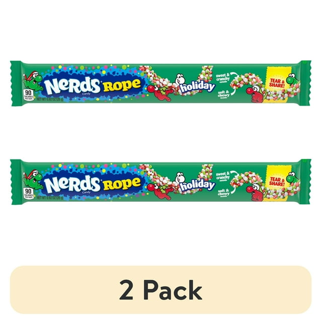(2 pack) Nerds Holiday Rope Candy Stocking Stuffer, 0.92 oz