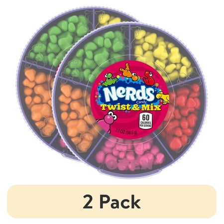 (2 pack) Nerds Twist & Mix Candy, Assorted Fruity Flavored Nerds Candy, 2.1 oz