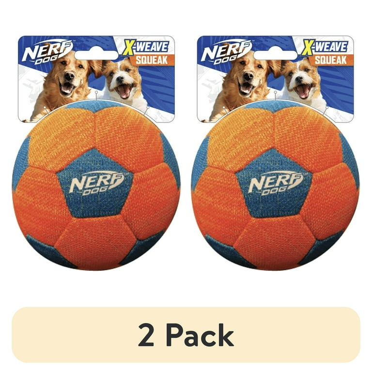 2 pack) Nerf Dog X-Weave Squeak Soccer Ball for Large Dogs
