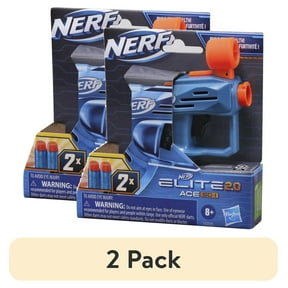 (2 pack) Nerf Elite 2.0 Ace SD-1 Dart Blaster, 2 Nerf Elite Darts, Pull Down Priming, Onboard 1-Dart Storage, Boys and Girls, Ages 8 and up