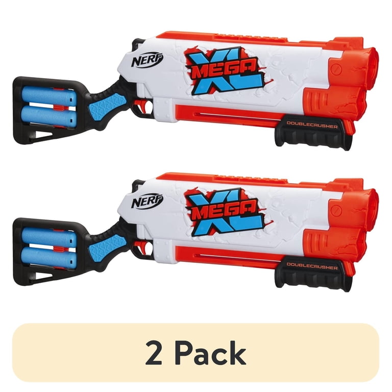 Nerf Mega XL Double Crusher Dart Blaster 2 Pack with 4 Whistler