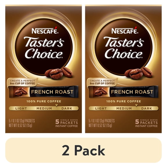 (2 pack) Nescafe Taster's Choice, Medium Dark Roast Instant Coffee Packets, 5 Count