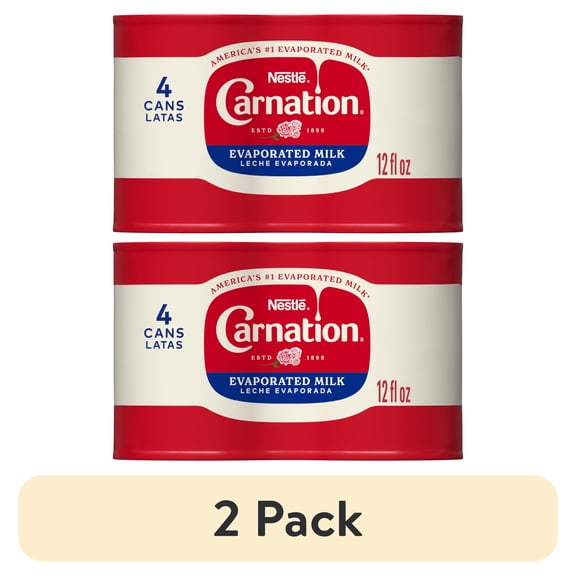 (2 pack) Nestl Carnation Evaporated Milk Canned, Vitamin D Added, 4PK 12 fl oz