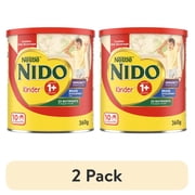 2 pack NIDO Kinder 1+ Powder Beverage Mix, Immunity Toddler Milk with Vitamins A, C, D, Iron to Support Growth, 12.6 oz Canister