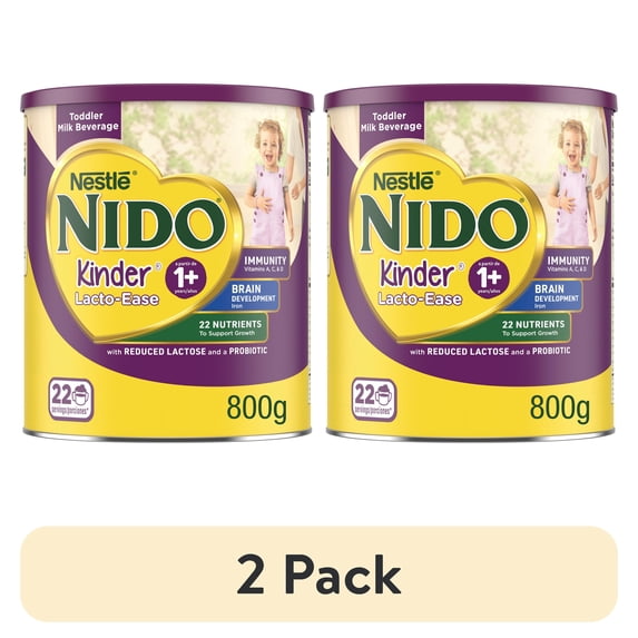 (2 pack) NIDO Lacto-Ease Toddler Milk Beverage Powder Mix, Reduced Lactose, 28.2 oz Canister