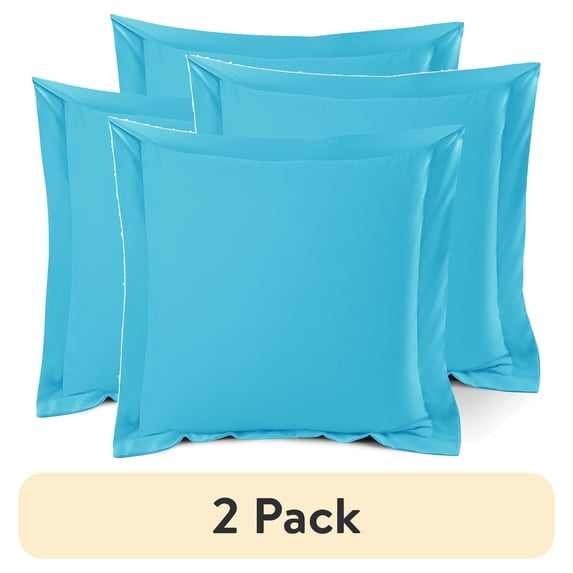(2 pack) Nestl Pillow Sham Set of 2, Premium 1800 Series Double Brushed Bed Pillow Cases, Beach Blue, Euro 26" X 26"