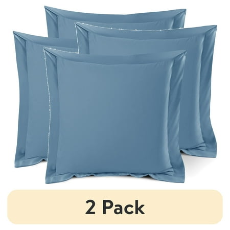 (2 pack) Nestl Pillow Sham Set of 2, Premium 1800 Series Double Brushed Bed Pillow Cases, Blue Heaven, Euro 26" X 26"