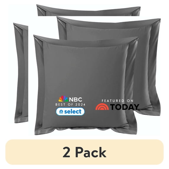 (2 pack) Nestl Gray Pillow Shams Set of 2, Premium 1800 Series Double Brushed Bed Pillow Cases, Euro Pillow Shams 26" X 26"