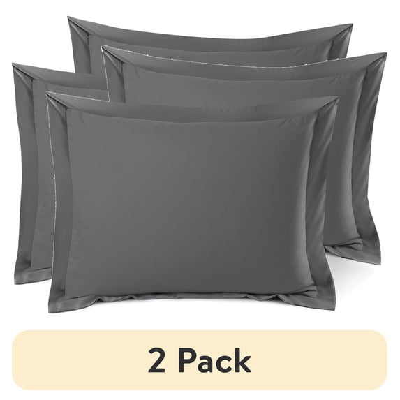 (2 pack) Nestl Pillow Sham Set of 2, Premium 1800 Series Double Brushed Bed Pillow Cases, Charcoal Stone Gray, Standard 20" X 26"