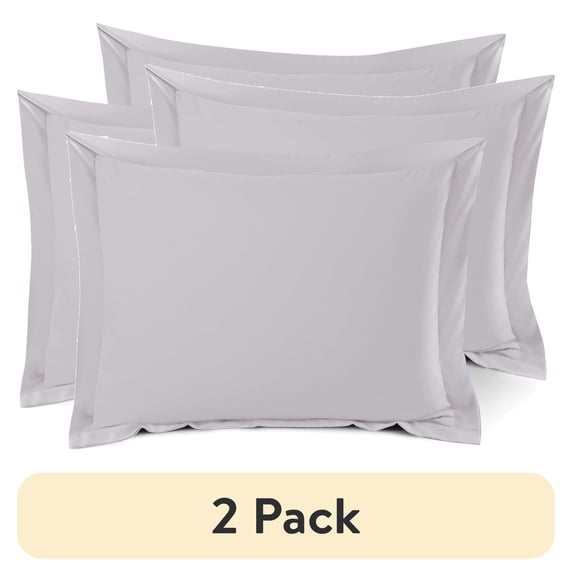 (2 pack) Nestl Pillow Sham Set of 2, Premium 1800 Series Double Brushed Bed Pillow Cases, Gray Lavender, Standard 20" X 26"