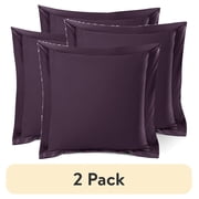 (2 pack) Nestl Pillow Sham Set of 2, Premium 1800 Series Double Brushed Bed Pillow Cases, Purple Eggplant, Euro 26" X 26"