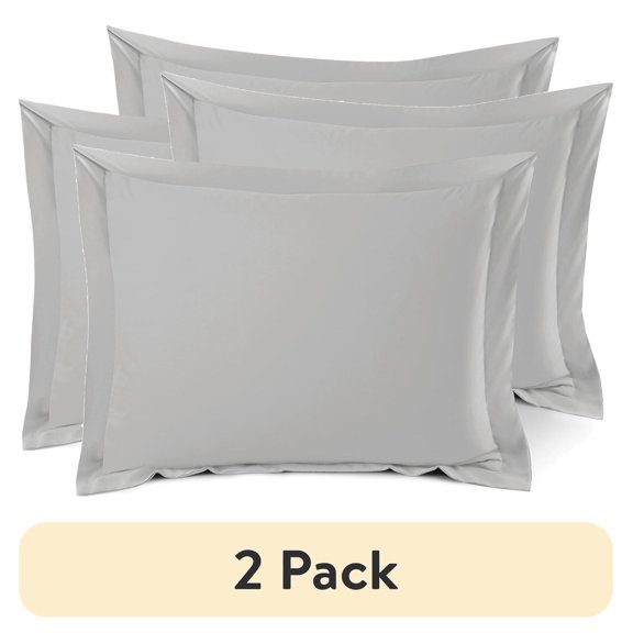 (2 pack) Nestl Pillow Sham Set of 2, Premium 1800 Series Double Brushed Bed Pillow Cases, Silver Gray, Standard 20" X 26"