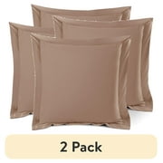 (2 pack) Nestl Pillow Sham Set of 2, Premium 1800 Series Double Brushed Bed Pillow Cases, Taupe Sand, Euro 26" X 26"