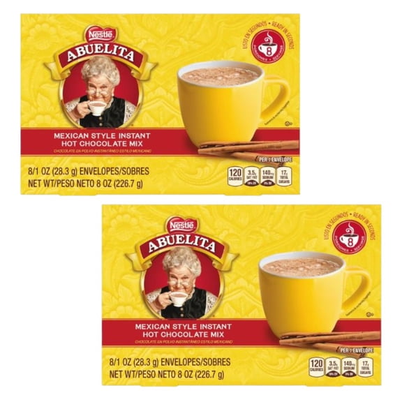 (2 pack) Nestle Abuelita Mexican Style Instant Hot Chocolate Cinco de Mayo Food Drink Mix, 8 oz, 8 Packets Per Box, Pack of 1
