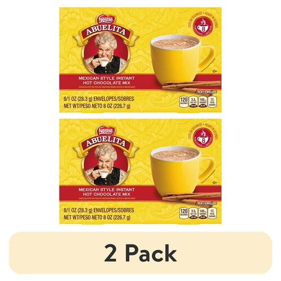 (2 pack) Nestle Abuelita Mexican Style Instant Hot Chocolate Cinco de Mayo Food Drink Mix, 8 oz, 8 Packets Per Box